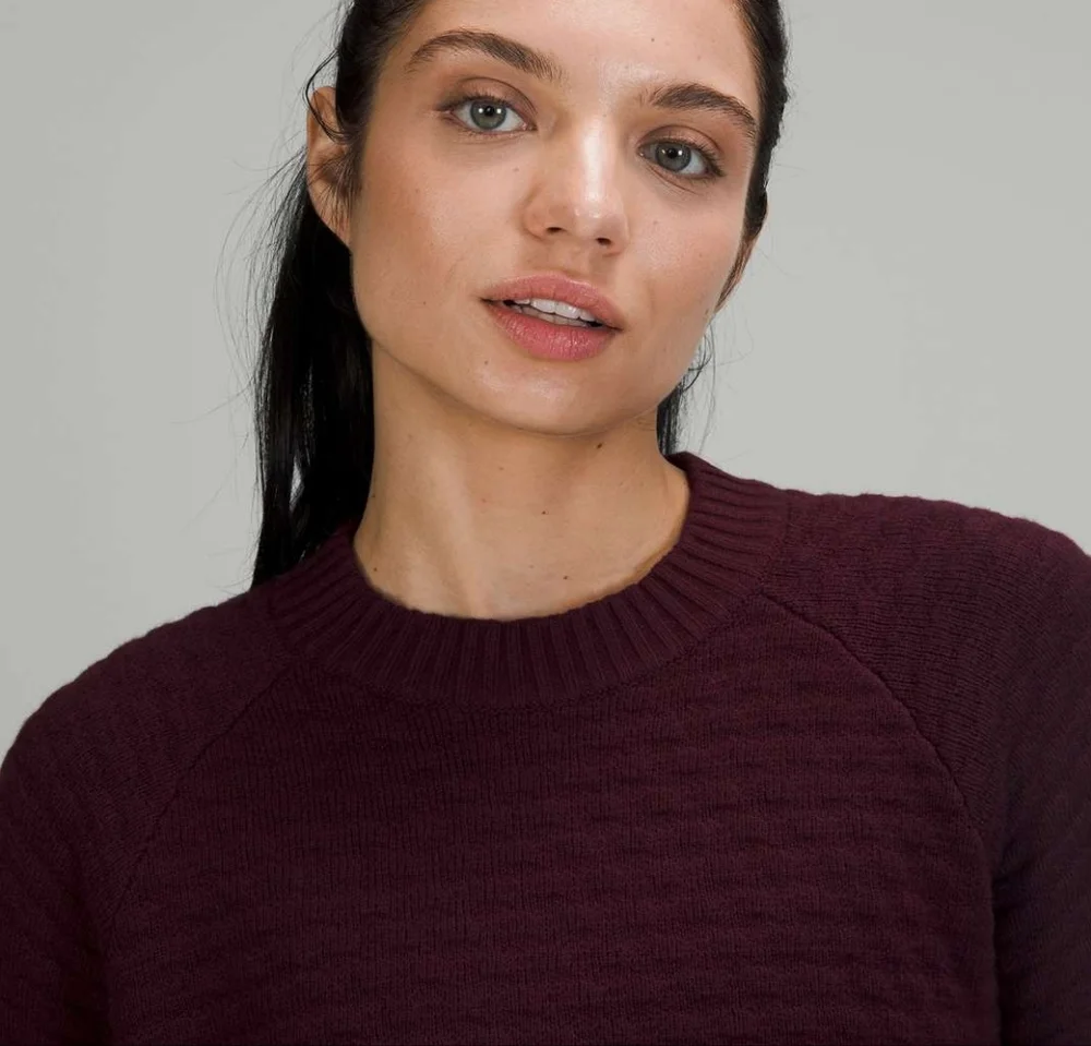 Lululemon Texture Play Crew Sweater Cassis Maroon Cashmere Size XS S NWT - Picture 3 of 11